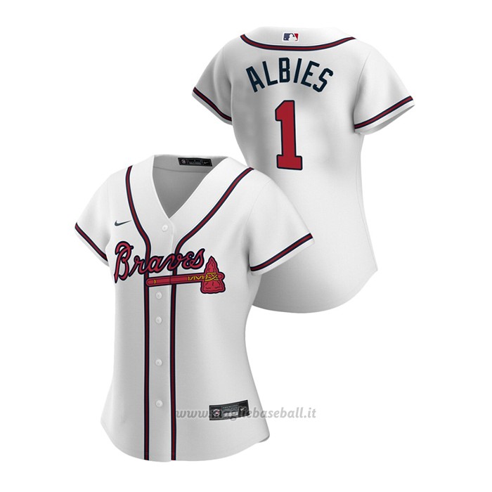 Maglia Baseball Donna Atlanta Braves Ozzie Albies 2020 Replica Primera Bianco